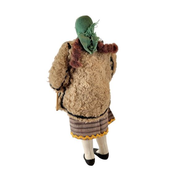 Vintage 7.5" Eastern European Folk Doll 8" Handmade Spinning Wool Costume - Picture 6 of 16